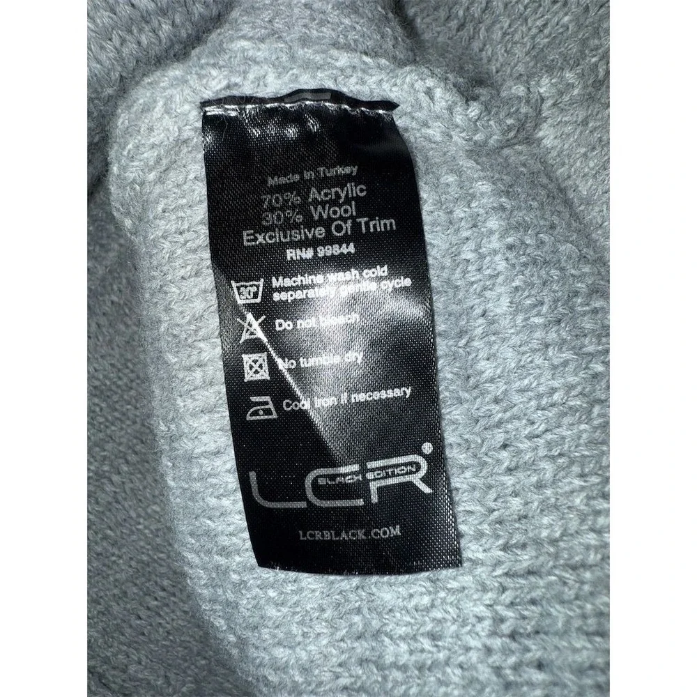 LCR Black edition Hooded Sweater Coat Faux Fur Trim Size M streetwear wool blend